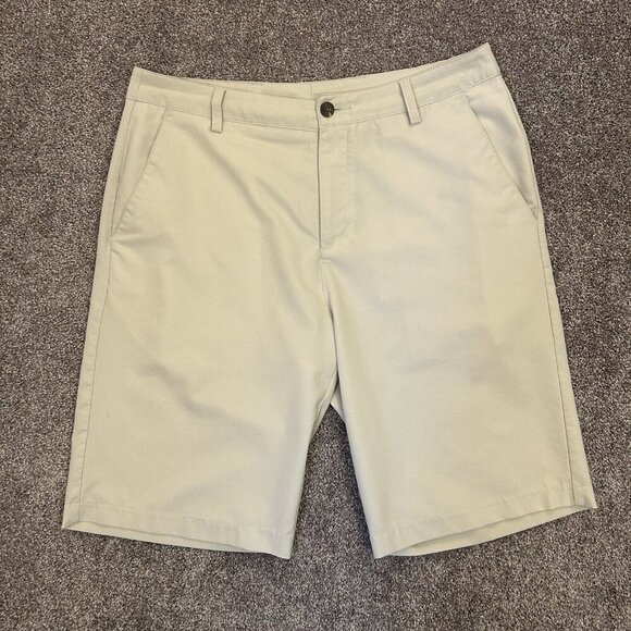 adidas Men's Chino Shorts 11" Inseam Ivory Climacool Pockets Belt Loops Size 32 - Picture 4 of 16
